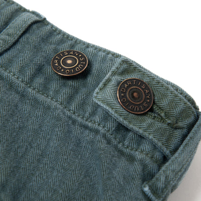 [Pre-Order] Studio D'Artisan "Indigo Green" Herringbone Baker Pants