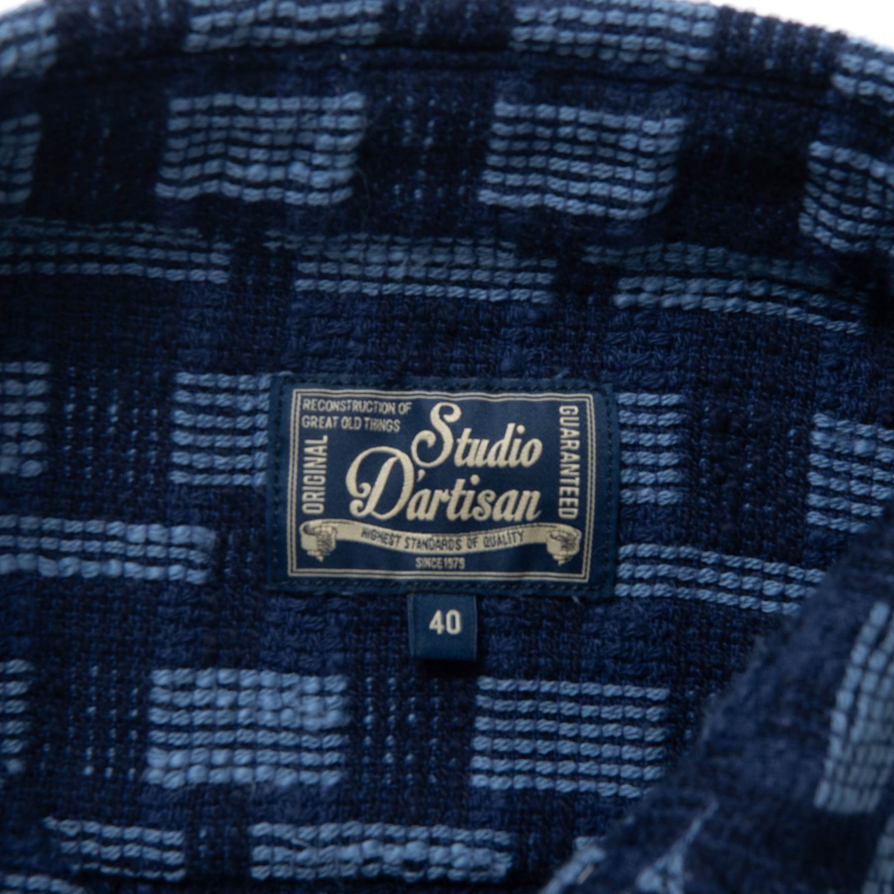 [Pre-Order] Studio D'Artisan "Noragi" Indigo Plaid Sashiko Work Shirt