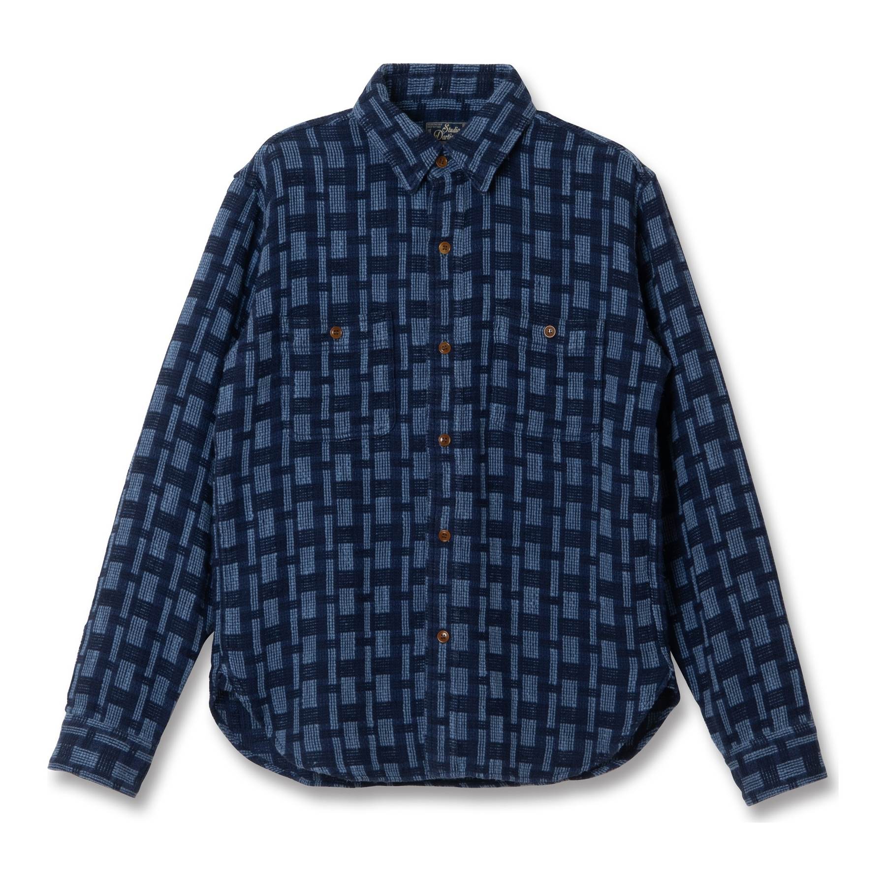 [Pre-Order] Studio D'Artisan "Noragi" Indigo Plaid Sashiko Work Shirt