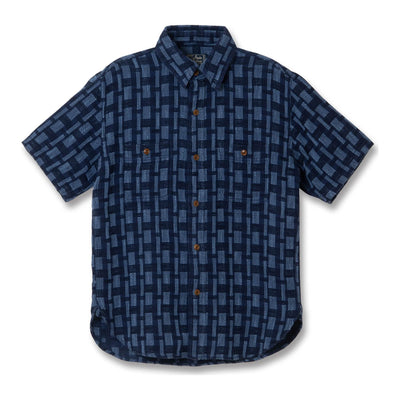 [Pre-Order] Studio D'Artisan "Noragi" Indigo Plaid Sashiko S/S Work Shirt