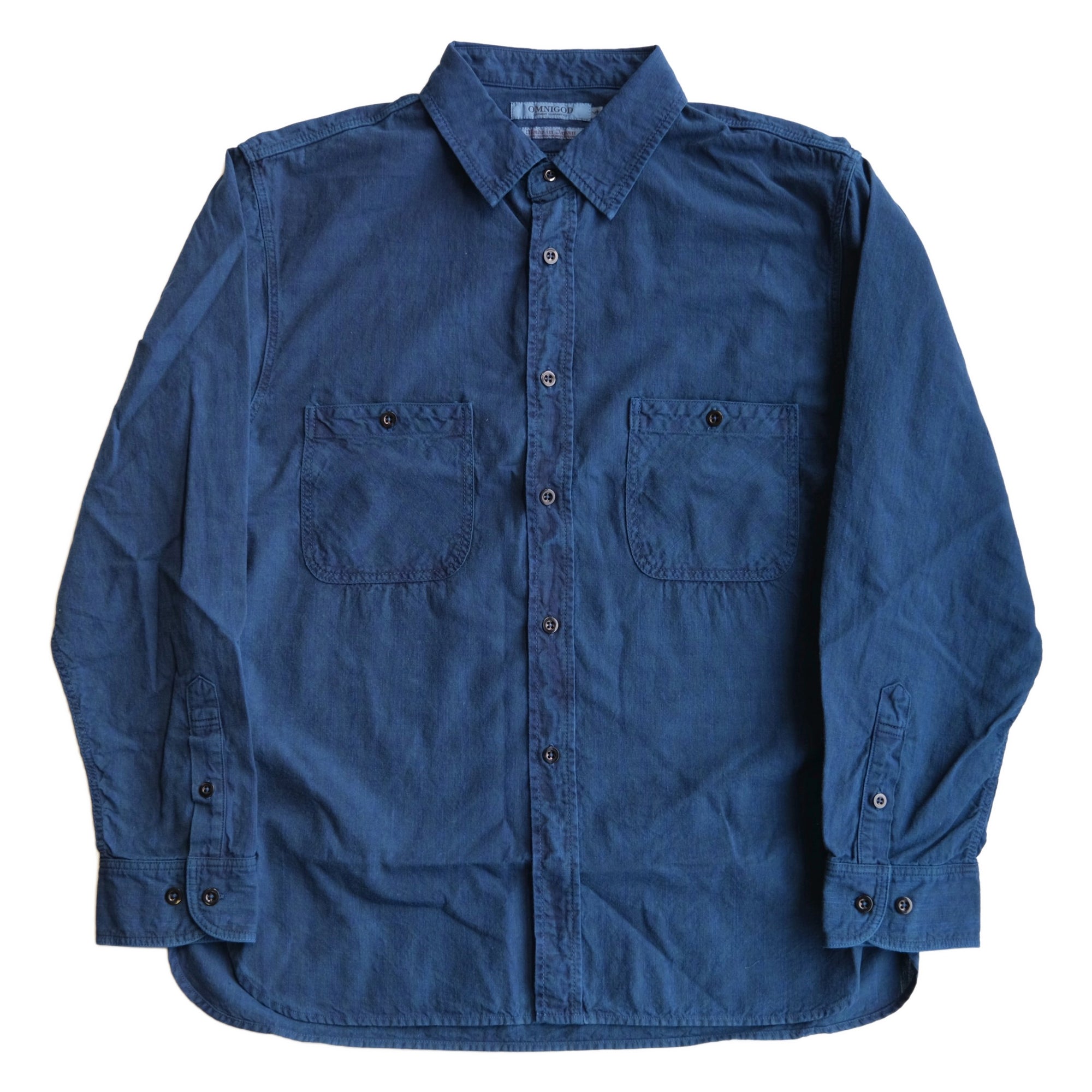Omnigod Indigo Gingham Check Selvedge Chambray Work Shirt