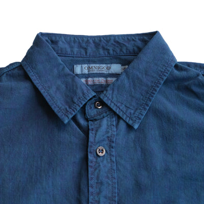 Omnigod Indigo Gingham Check Selvedge Chambray Work Shirt