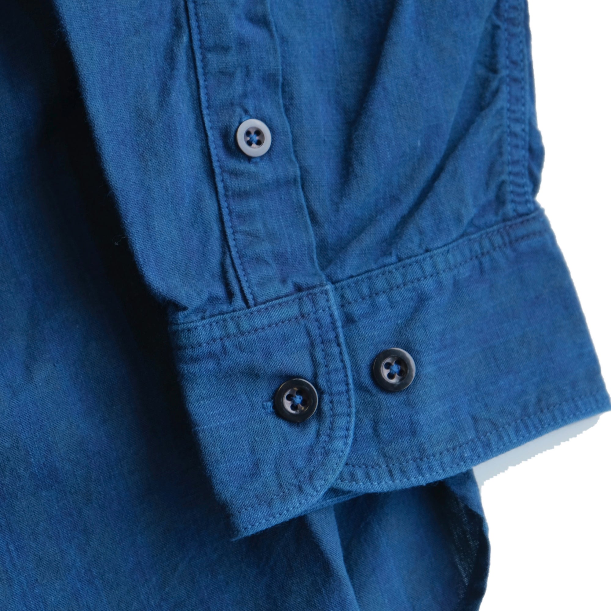 Omnigod Indigo Gingham Check Selvedge Chambray Work Shirt