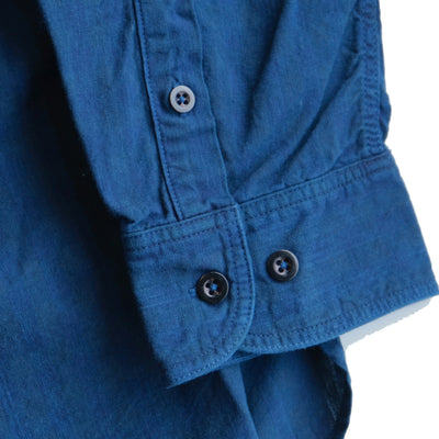 Omnigod Indigo Gingham Check Selvedge Chambray Work Shirt