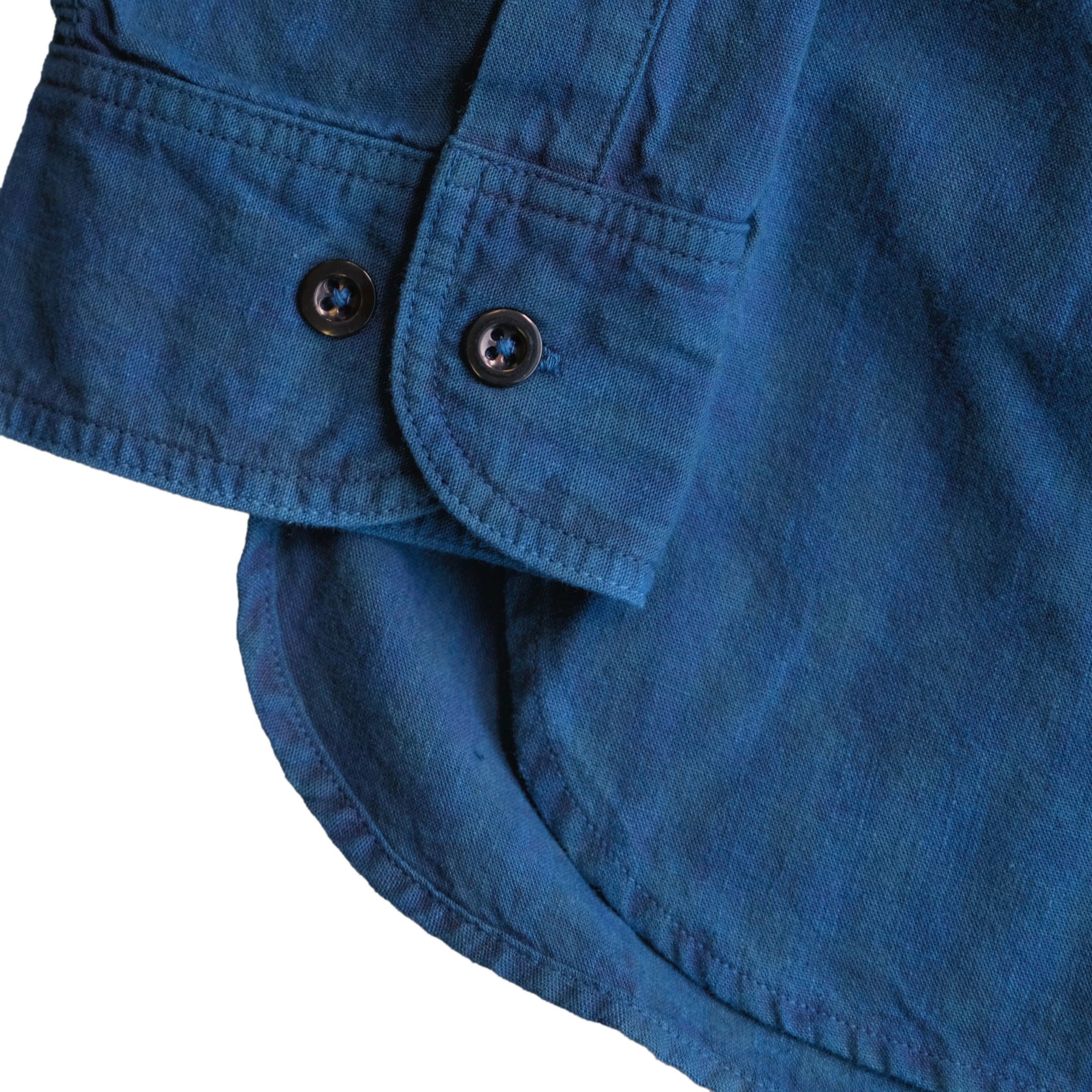 Omnigod Indigo Gingham Check Selvedge Chambray Work Shirt