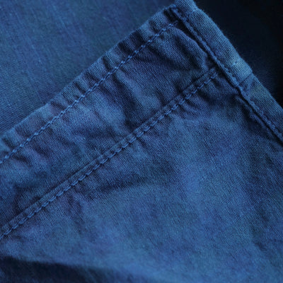 Omnigod Indigo Gingham Check Selvedge Chambray Work Shirt