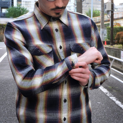 Samurai Jeans SIN22-02 Heavyweight Rope Dyed Indigo Flannel Shirt