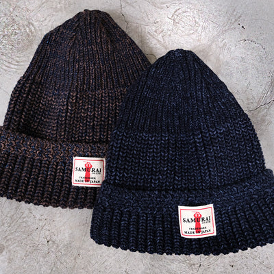 Samurai Jeans SJ501NC22 Indigo x Brown Knit Beanie