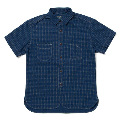 Studio D'Artisan "Railroad" Indigo Dot Wabash Sashiko S/S Shirt