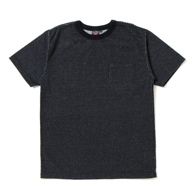 Studio D'Artisan Loopwheel Black Indigo Dyed Pocket Tee - Okayama Denim T-Shirts - Selvedge