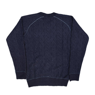 Pure Blue Japan Indigo Cable Knit Crewneck Sweatshirt