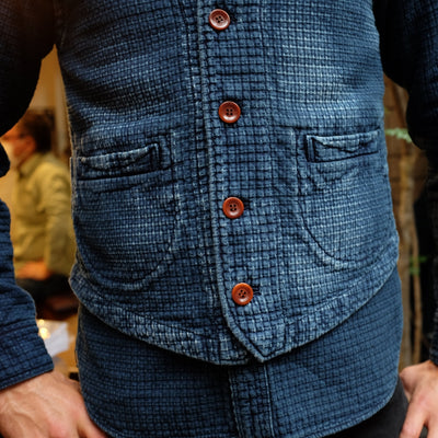 Studio D'Artisan Distressed Indigo Sashiko Vest