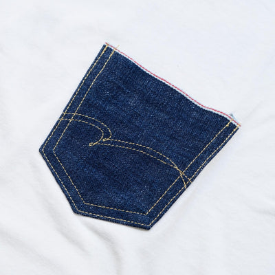 Studio D'Artisan Selvedge Denim Pocket Tee (White)