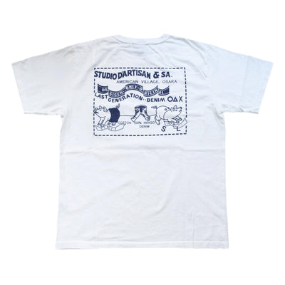 Studio D'Artisan Selvedge Denim Pocket Tee (White)