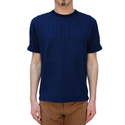 OD+LW Random Broad Stitch Indigo Dyed Classic Tee - Okayama Denim T-Shirts - Selvedge