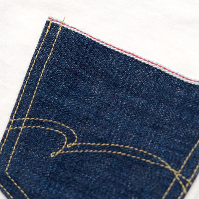 Studio D'Artisan Selvedge Denim Pocket Tee (White)