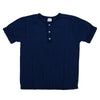 OD+LW Random Broad Stitch Indigo Dyed Classic Henley - Okayama Denim T-Shirts - Selvedge