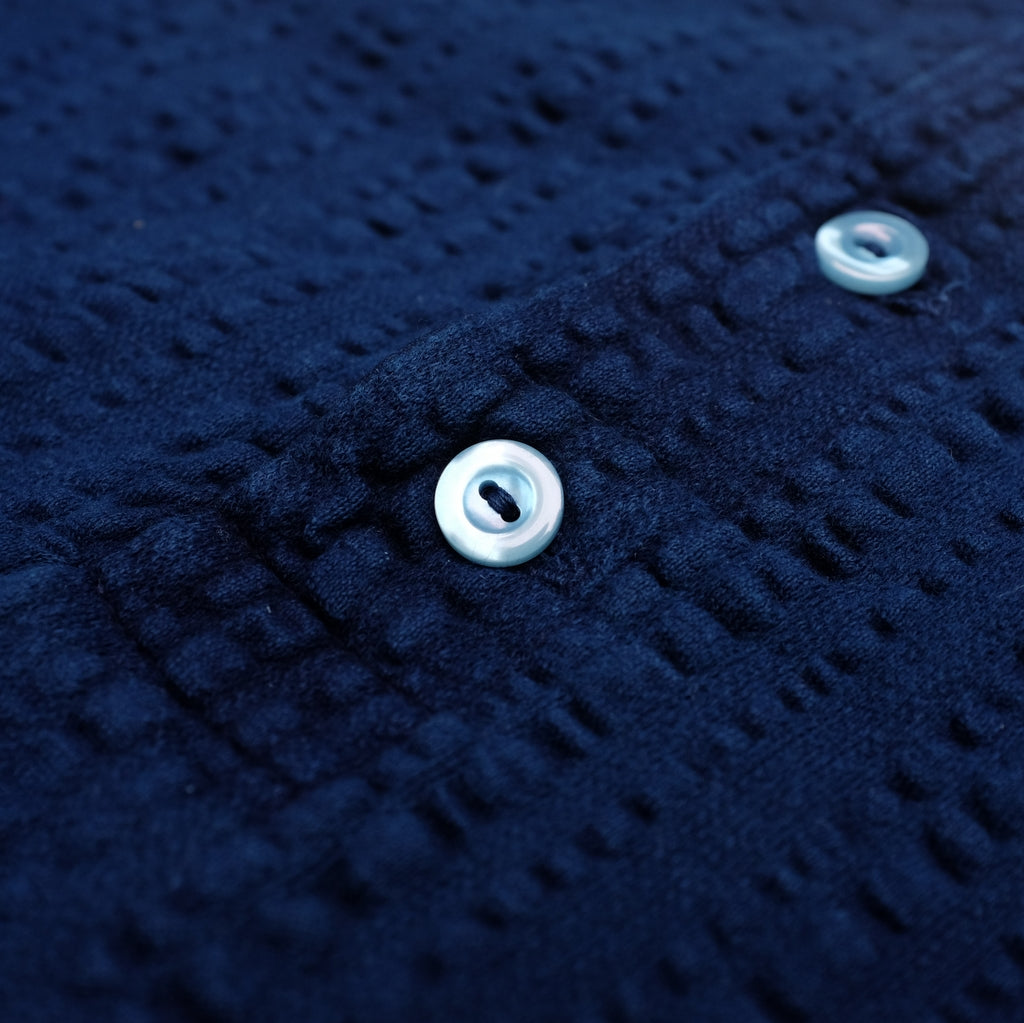 OD+LW Random Broad Stitch Indigo Dyed Classic Henley - Okayama Denim T-Shirts - Selvedge