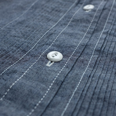 Pure Blue Japan 6oz. Selvedge Chambray Band Collar Shirt