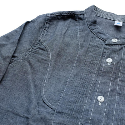 Pure Blue Japan 6oz. Selvedge Chambray Band Collar Shirt