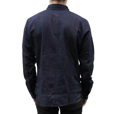 Pure Blue Japan Indigo Jacquard Patchwork Shirt