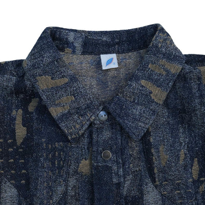Pure Blue Japan Indigo Jacquard Boro Western Shirt