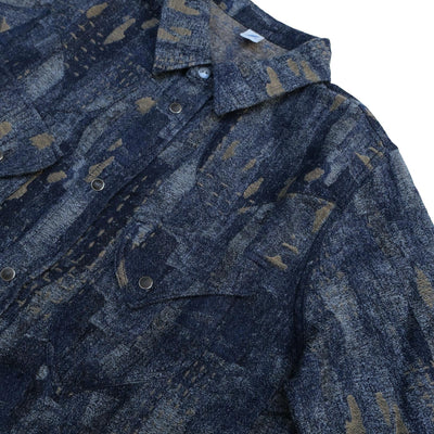Pure Blue Japan Indigo Jacquard Boro Western Shirt