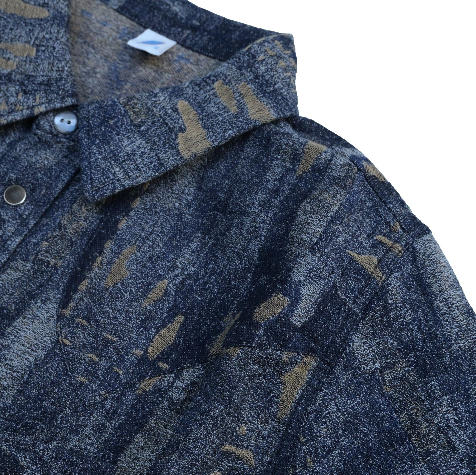 Pure Blue Japan Indigo Jacquard Boro Western Shirt - Okayama Denim