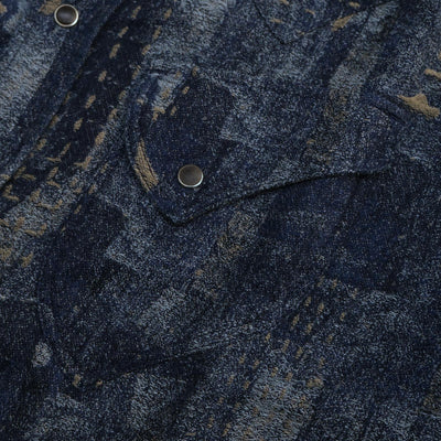 Pure Blue Japan Indigo Jacquard Boro Western Shirt