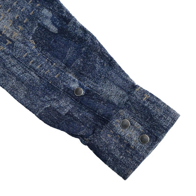 Pure Blue Japan Indigo Jacquard Boro Western Shirt