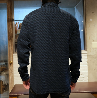Studio D'Artisan Distressed Indigo Selvedge Jacquard Shirt