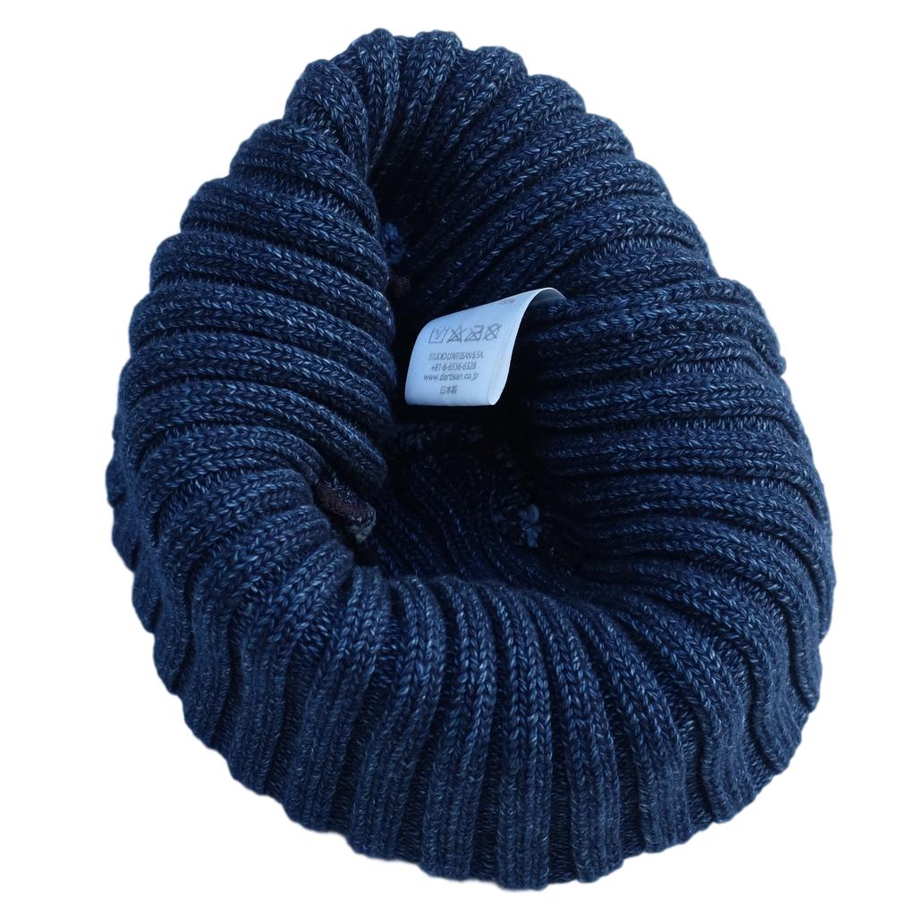 Studio D'Artisan Light Indigo Knit Beanie - Okayama Denim