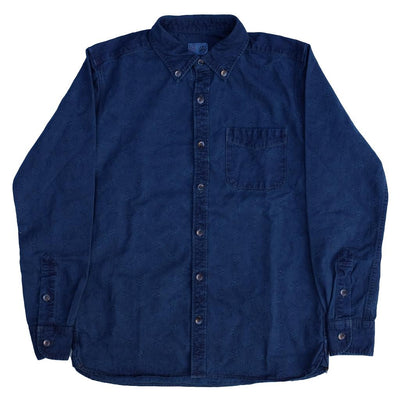 OD+MJ Indigo Dyed Jacquard Crest Shirt - Okayama Denim Shirt - Selvedge