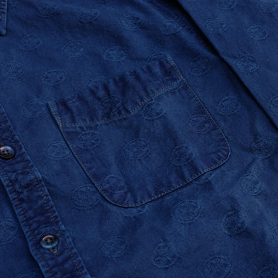 OD+MJ Indigo Dyed Jacquard Crest Shirt - Okayama Denim Shirt - Selvedge