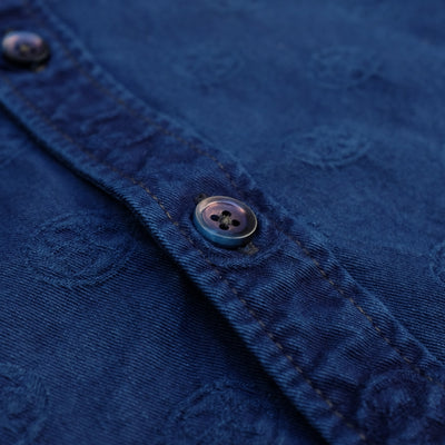 OD+MJ Indigo Dyed Jacquard Crest Shirt - Okayama Denim Shirt - Selvedge