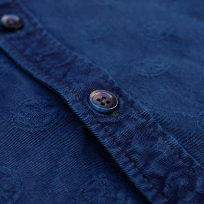 OD+MJ Indigo Dyed Jacquard Crest Shirt - Okayama Denim Shirt - Selvedge