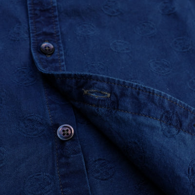 OD+MJ Indigo Dyed Jacquard Crest Shirt - Okayama Denim Shirt - Selvedge