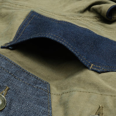 FDMTL Khaki x Indigo Patchwork Coverall