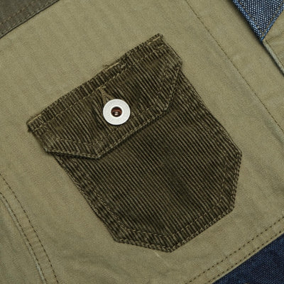 FDMTL Khaki x Indigo Patchwork Coverall