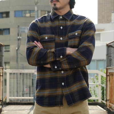 Japan Blue Indigo Check Flannel Shirt