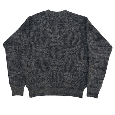 Loop & Weft Merino Lambswool Patchwork Crewneck Sweater (Black)