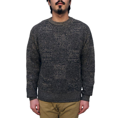 Loop & Weft Merino Lambswool Patchwork Crewneck Sweater (Black)