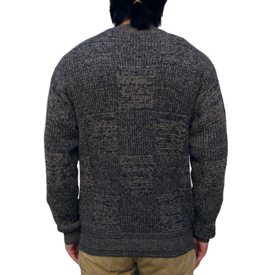 Loop & Weft Merino Lambswool Patchwork Crewneck Sweater (Black)