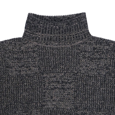 Loop & Weft Merino Lambswool Patchwork Turtleneck Sweater (Black)