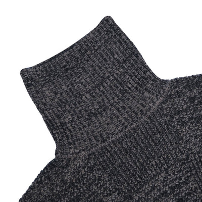 Loop & Weft Merino Lambswool Patchwork Turtleneck Sweater (Black)