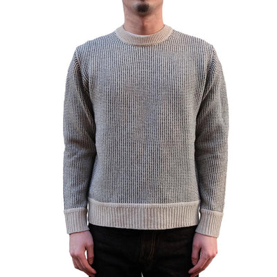 Loop & Weft Merino Lambswool Classic Birdseye Sweater (Navy)