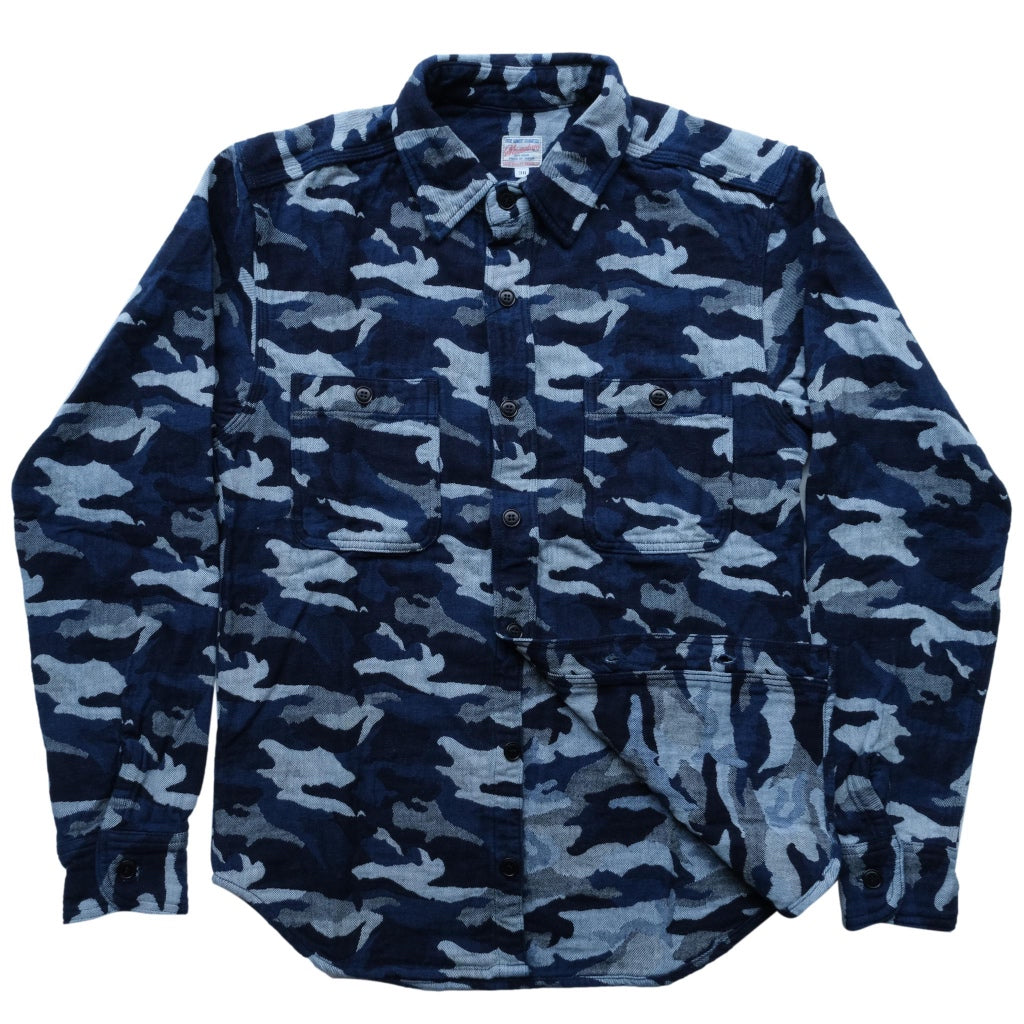 Momotaro Indigo Camo Jacquard Shirt