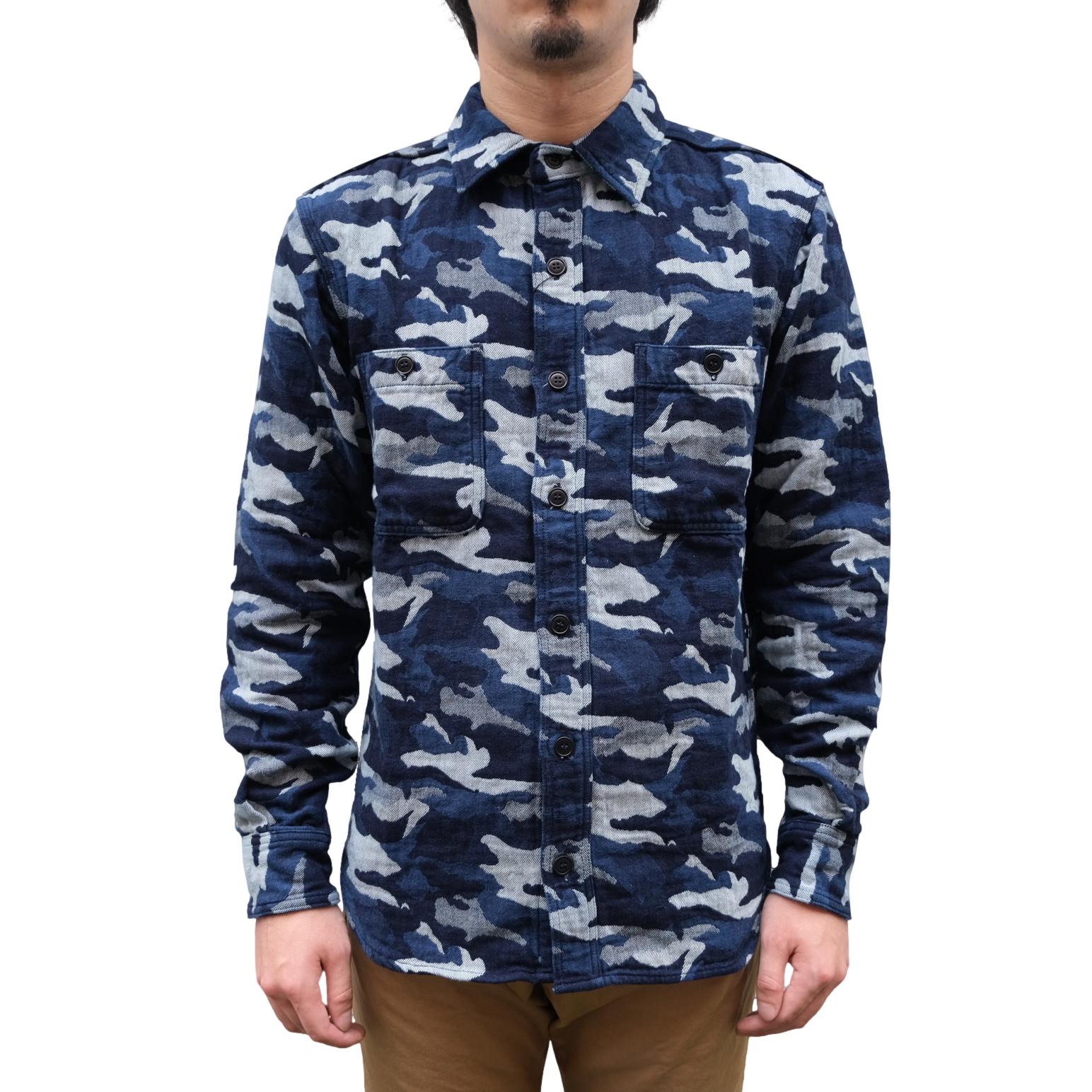 Momotaro Indigo Camo Jacquard Shirt