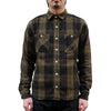 Momotaro Herringbone Check Flannel Shirt (Olive)