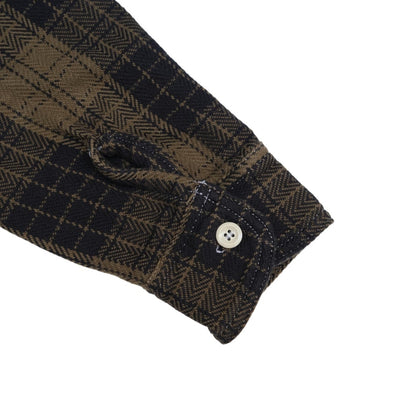 Momotaro Herringbone Check Flannel Shirt (Olive)
